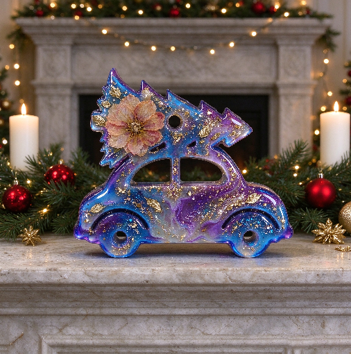 Christmas Tree Car Ornament Resin Mold with Hanging Hole