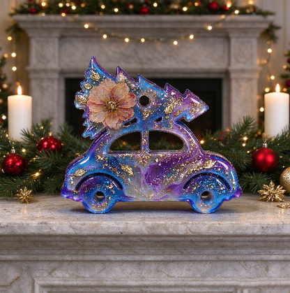 Christmas Tree Car Ornament Resin Mold with Hanging Hole