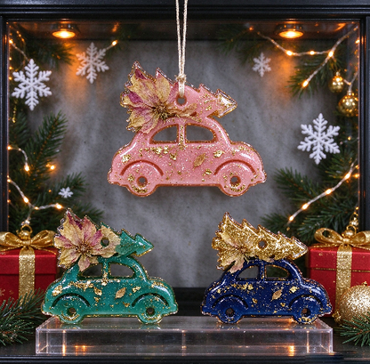 Christmas Tree Car Ornament Resin Mold with Hanging Hole