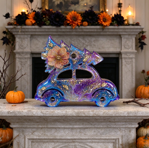 Christmas Tree Car Ornament Resin Mold with Hanging Hole