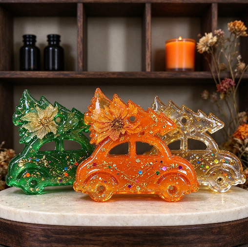 Christmas Tree Car Ornament Resin Mold with Hanging Hole