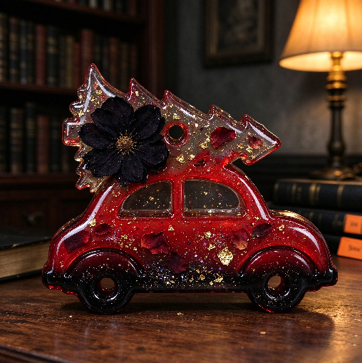 Christmas Tree Car Ornament Resin Mold with Hanging Hole