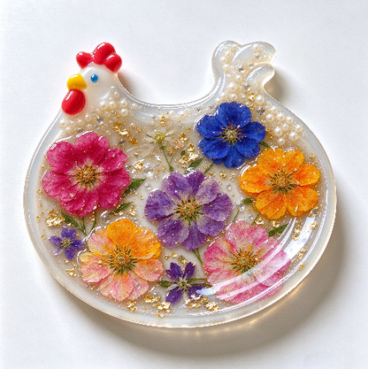 Handmade Cute Chicken-Shaped Storage Tray Decorative Figurine Resin Mold