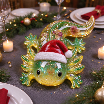 Cute Wearing a Santa Hat Axolotl Figurine Resin Mold