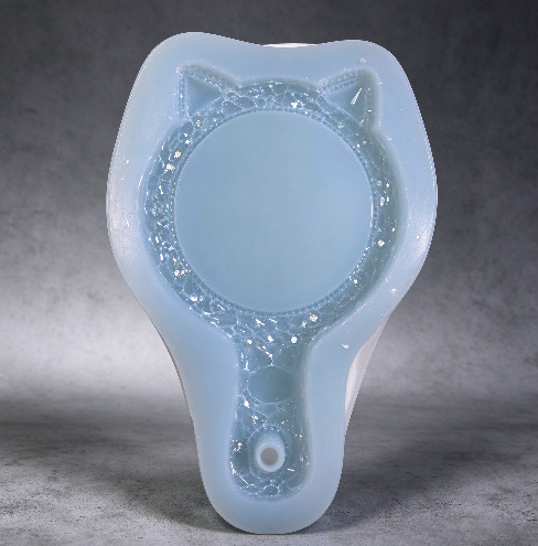 Handmade Diamond-Cut Cat Ear Round Mirror Resin Silicone Mold