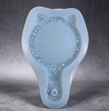 Handmade Diamond-Cut Cat Ear Round Mirror Resin Silicone Mold