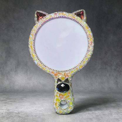 Handmade Diamond-Cut Cat Ear Round Mirror Resin Silicone Mold