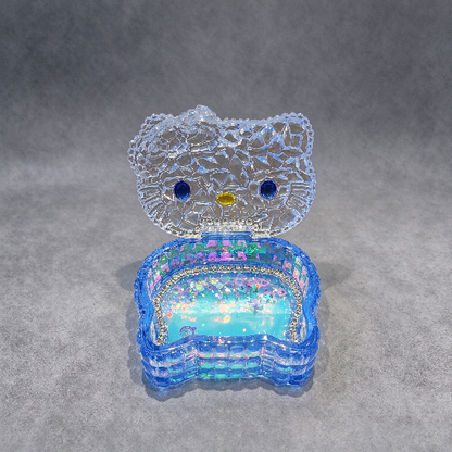 Handmade Diamond Cute Cat Flip-Top Storage Box Resin Mold