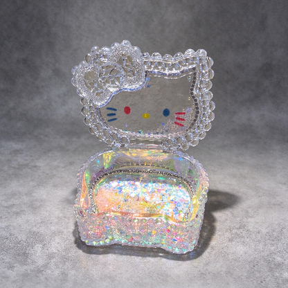 Handmade Diamond Cute Cat Flip-Top Storage Box Resin Mold