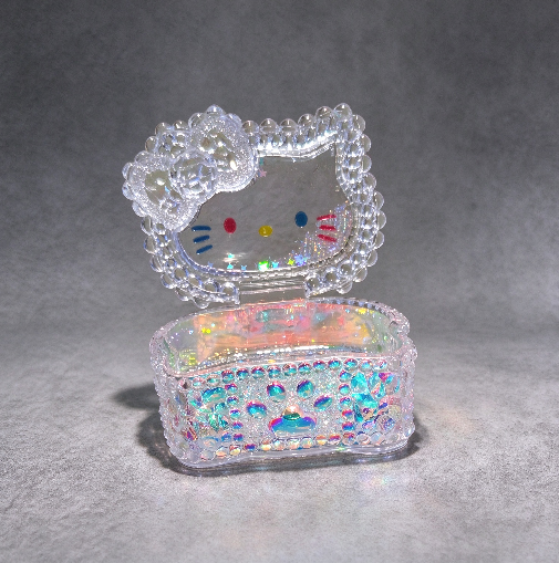 Handmade Diamond Cute Cat Flip-Top Storage Box Resin Mold