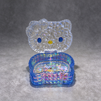 Handmade Diamond Cute Cat Flip-Top Storage Box Resin Mold