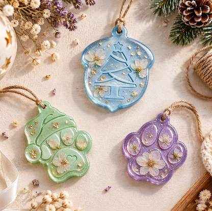 6pcs Christmas Ornament Resin Mold Set with Hanging Holes