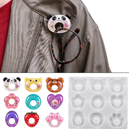 Cute Animal-Shaped Eyeglass Holder Brooch Resin Mold