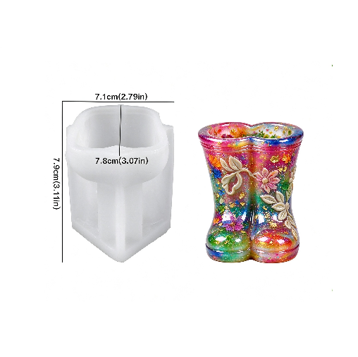 Relief Flower & Leaf Rain Boot Vase Resin Mold