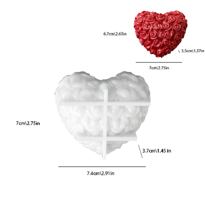 Rose Heart Figurine Resin Mold