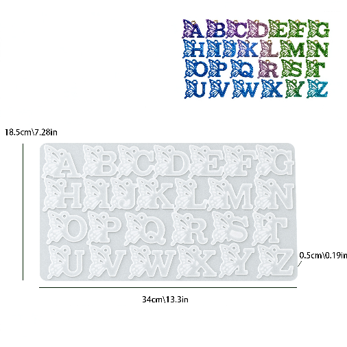 Butterfly 26-Letter Alphabet Keychain Resin Mold