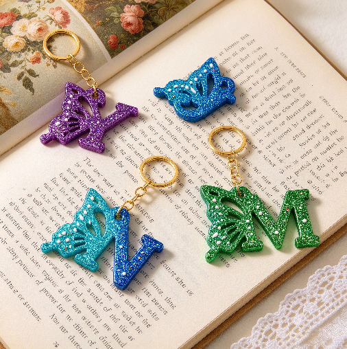 Butterfly 26-Letter Alphabet Keychain Resin Mold
