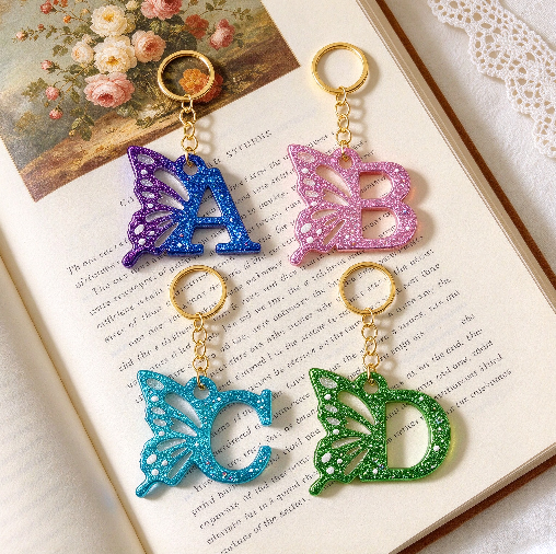 Butterfly 26-Letter Alphabet Keychain Resin Mold