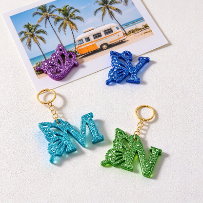 Butterfly 26-Letter Alphabet Keychain Resin Mold