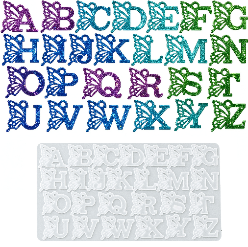 Butterfly 26-Letter Alphabet Keychain Resin Mold