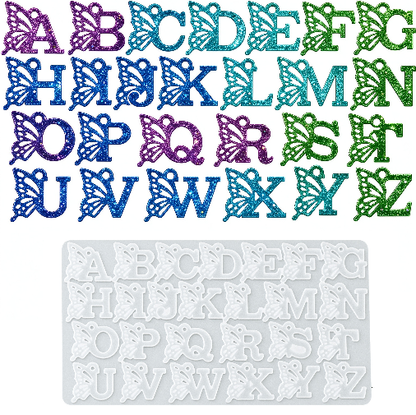 Butterfly 26-Letter Alphabet Keychain Resin Mold