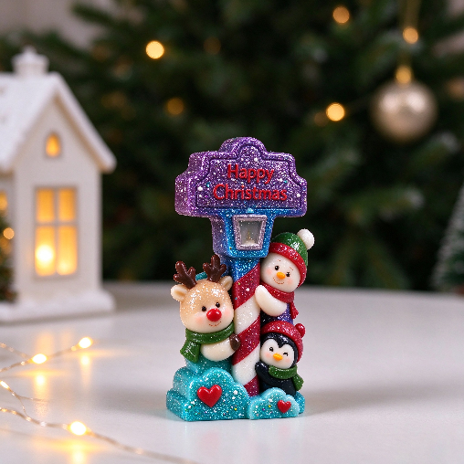 Happy Christmas Signpost Figurine Resin Mold
