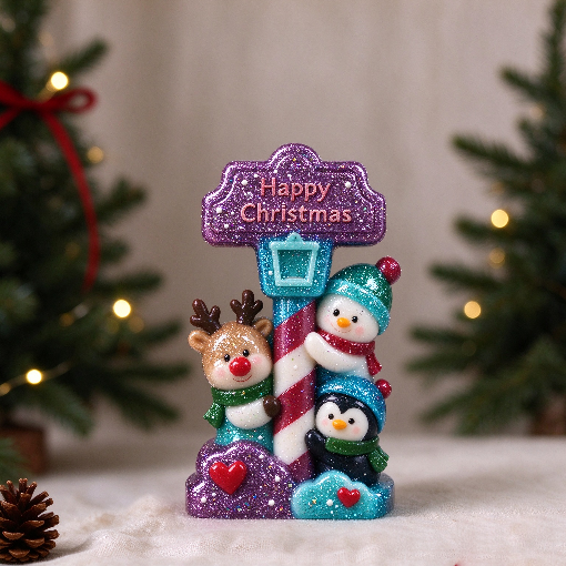 Happy Christmas Signpost Figurine Resin Mold