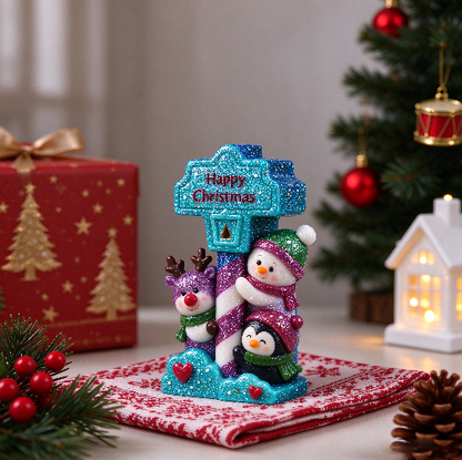 Happy Christmas Signpost Figurine Resin Mold