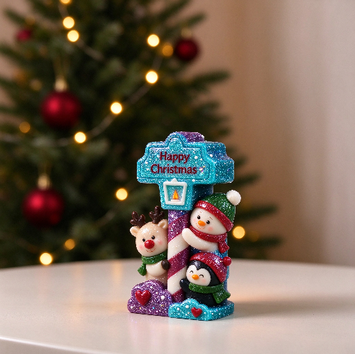 Happy Christmas Signpost Figurine Resin Mold