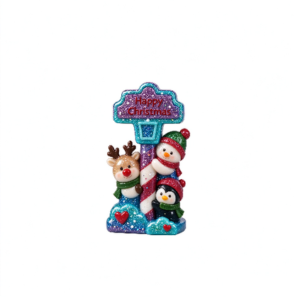 Happy Christmas Signpost Figurine Resin Mold
