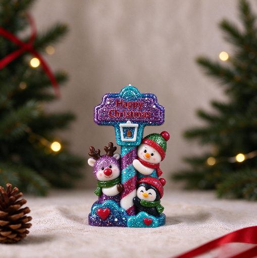 Happy Christmas Signpost Figurine Resin Mold