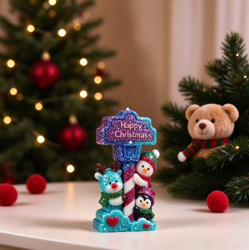 Happy Christmas Signpost Figurine Resin Mold