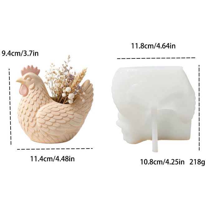 Chicken-Shaped Storage & Vase Figurine Resin Mold
