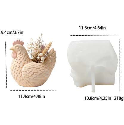 Chicken-Shaped Storage & Vase Figurine Resin Mold