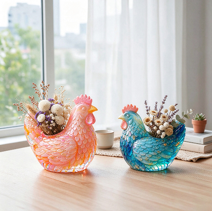 Chicken-Shaped Storage & Vase Figurine Resin Mold