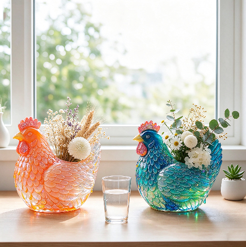 Chicken-Shaped Storage & Vase Figurine Resin Mold