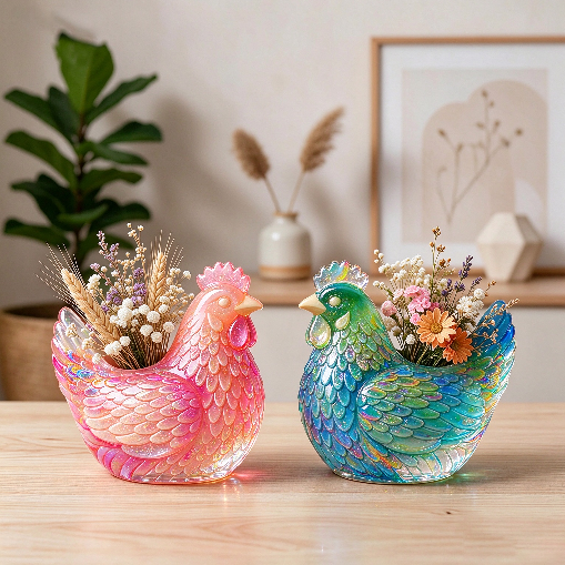 Chicken-Shaped Storage & Vase Figurine Resin Mold
