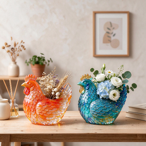 Chicken-Shaped Storage & Vase Figurine Resin Mold