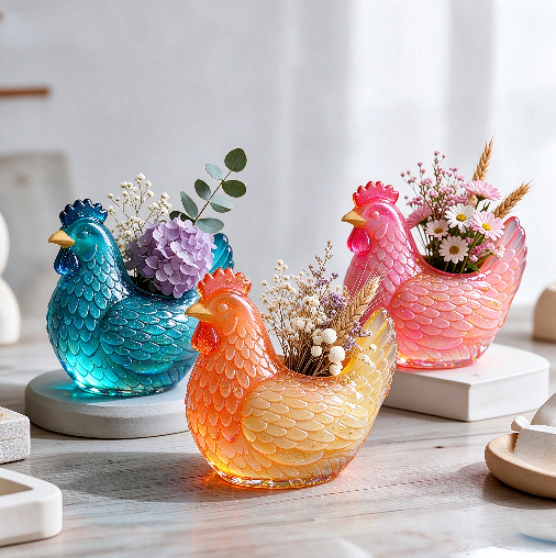 Chicken-Shaped Storage & Vase Figurine Resin Mold