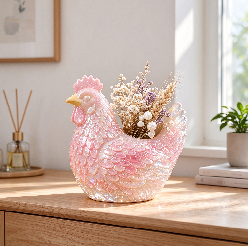 Chicken-Shaped Storage & Vase Figurine Resin Mold