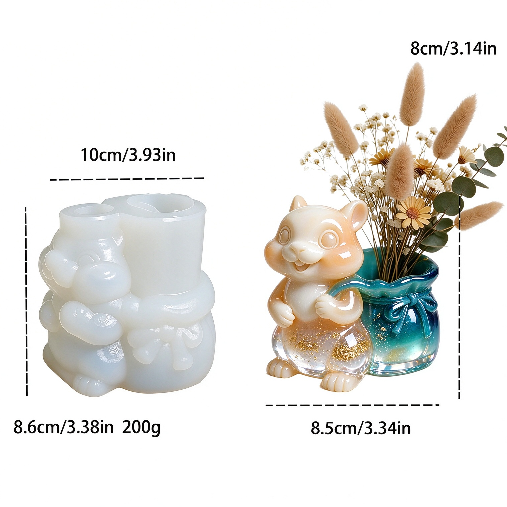 Squirrel Vase Figurine Resin Mold