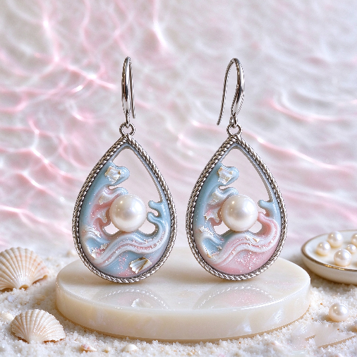 Handmade Teardrop Wave Pearl Earring & Jewelry Resin Mold