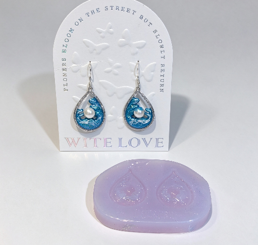 Handmade Teardrop Wave Pearl Earring & Jewelry Resin Mold