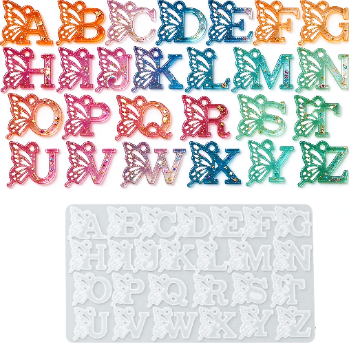 Butterfly 26-Letter Alphabet Keychain Resin Mold