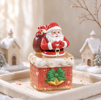 【VIP EXCLUSIVE】Handmade Heart Gesture Santa Claus Chimney Square Storage Jar Resin Mold