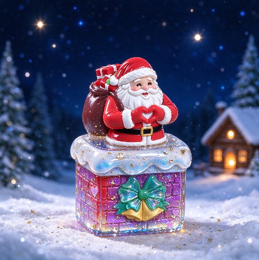【VIP EXCLUSIVE】Handmade Heart Gesture Santa Claus Chimney Square Storage Jar Resin Mold
