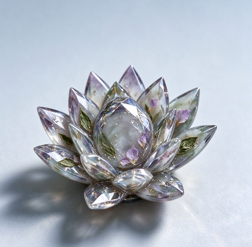 Handmade Diamond-Cut Lotus Decorative Figurine Resin Mold