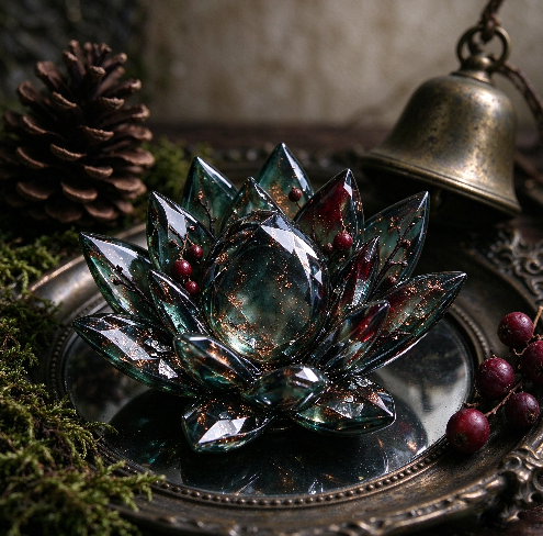 Handmade Diamond-Cut Lotus Decorative Figurine Resin Mold