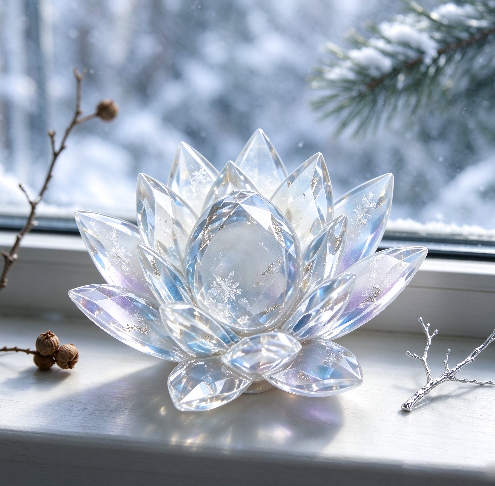 Handmade Diamond-Cut Lotus Decorative Figurine Resin Mold