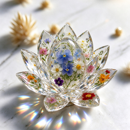 Handmade Diamond-Cut Lotus Decorative Figurine Resin Mold